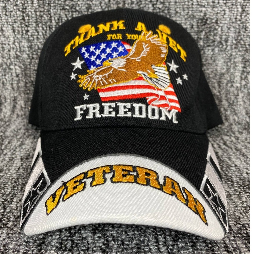 Veteran Hat Men OSFM Black Eagle American Flag Patriotic Baseball Kys Design Cap